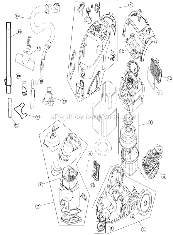 Page A Diagram and Parts List for SD40000  Dirt Devil Canister Vacuum